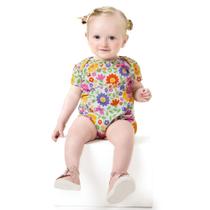 Macaquinho Menina Kyly Em Meia Malha Off White Estampado Florido Macaquinho Menina Kyly Em Meia Malha Off White Estampado Florido