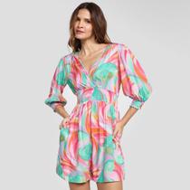 Macaquinho Mercatto Estampado Manga 3/4 Feminino Macaquinho Mercatto Estampado Manga 3/4 Feminino