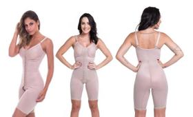 Macaquinho Modelador Alta Compressão Com Short Alça Fecho Frontal Pós Cirúrgico Biobela 1601