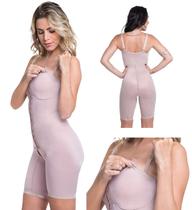 Macaquinho Modelador Body Cinta Pós Parto Alça Sutiã Amamentação Fecho Frontal Alta Compressão Biobela Linha Maternity 1661