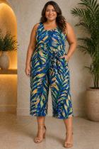 Macaquinho Muzza Plus Size Liganete Estampado Pantacourt 5178 - G3
