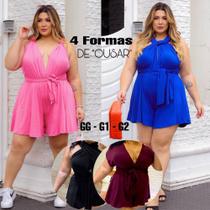 Macaquinho Plus Size 4 Em 1 Macacão Tecido Grosso Gg G1 G2