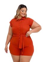 Macaquinho Plus Size C Faixa Fecho em Botoes na Frente 0456