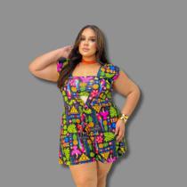 Macaquinho PluS Size Curto Estampado + Top Faixa 0605