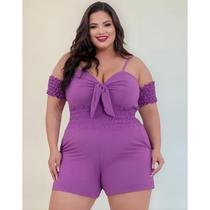 Macaquinho Plus Size Detalhe Amarração no Busto