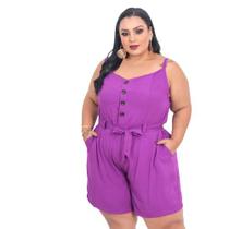 Macaquinho Plus Size Em Viscolinho Envio Em Até 24hs