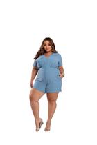 Macaquinho Plus Size Feminino Curto Com Ziper