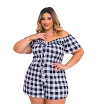 Macaquinho Plus Size Feminino Estampado/Xadrez 0477