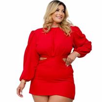 Macaquinho Plus Size Feminino Short Saia Aberto Lateral 0318 Macaquinho Plus Size Feminino Short Saia Aberto Lateral 0318