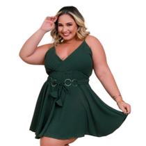 Macaquinho Plus Size Feminino Short Saia Rodada Argolas 0561