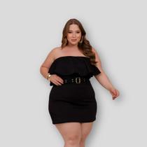 Macaquinho Plus size Short Saia Babado c Cinto 0633 Macaquinho Plus size Short Saia Babado c Cinto 0633