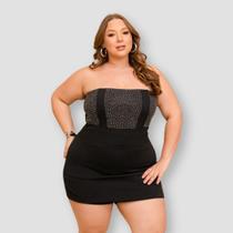 Macaquinho Plus Size Short Saia Brilho sem alça 0636
