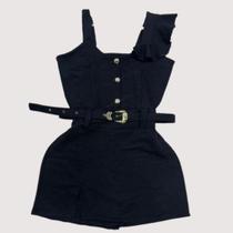 Macaquinho Plus Size Short saia Com botões e Cinto 0669