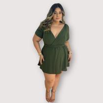 Macaquinho Plus Size Short Saia Frente/Costa Faixa 0665 Macaquinho Plus Size Short Saia Frente/Costa Faixa 0665