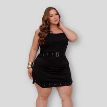 Macaquinho Plus Size short Saia Pedras C Cinto 0634