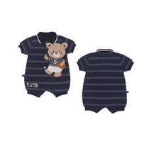 Macaquinho Polo Bebê Menino Azul Marinho Bordado Upi Uli