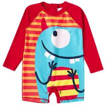Macaquinho Praia Infantil Proteção UV Monstro Divertido Vermelho Tip Top