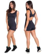 Macaquinho Saia Tapa Bumbum Fitness Suplex Feminino