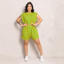 Macaquinho Saruel Feminino Regata com Bolsos em Malha Macaquinho Saruel Feminino Regata com Bolsos em Malha