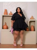 Macaquinho Short Saia Plus Size decote V Duna Tamanho Grande 50 ao 60 Macaquinho Short Saia Plus Size decote V Duna Tamanho Grande 50 ao 60