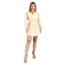 Macaquinho Transpassado Com Amarração Lateral Manga Longa Com Forro