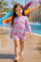 Macaquinho UV Infantil Flamingo Proteção Solar Menina - Rosa - 2