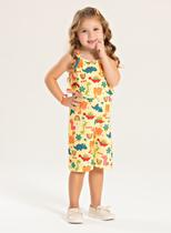 Macaquinho Verão Menina Amarelo Com Babado Floresta Dino