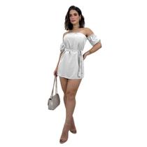 Macaquinho Vestido Soltinho Curto Ombro A Ombro Manga Curta