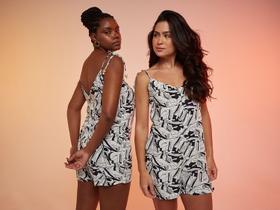 Macaquinho Vista Magalu x Flora Yumi Decote V Estampado