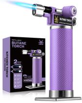Maçarico a gás butano RAVS com 2 modos de chama, ajustável, segurança, roxo Maçarico a gás butano RAVS com 2 modos de chama, ajustável, segurança, roxo