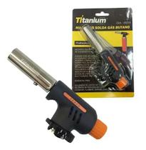 Maçarico a Gás Butano Titanium 5215 Regulável com Ignição Automática Portátil para Solda, Encanamento e Multiuso