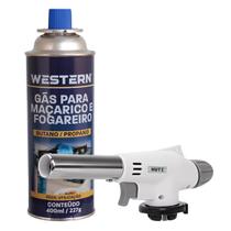 Maçarico Culinário Cozinha Hutz Branco Portátil + 1 Gás Refil