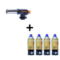 Maçarico Culinário Portátil Com Regulagem Gourmet + 4 refis Maçarico Culinário Portátil Com Regulagem Gourmet + 4 refis