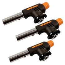 Maçarico Gás Butano Ajuste Acendimento Automático C/3 Peças