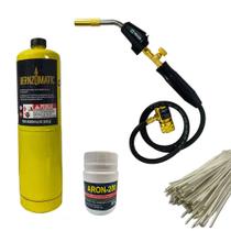 Maçarico Portátil Automático com mangueira, Bernzomatic, 12 varetas Foscoper e Fluxo