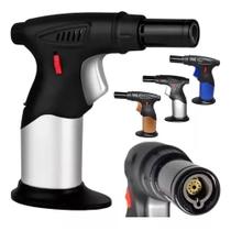 Maçarico Portátil Mini Ultra Recarregável com Chama Automática Regulável para Culinária Gourmet Maçarico Portátil Mini Ultra Recarregável com Chama Automática Regulável para Culinária Gourmet