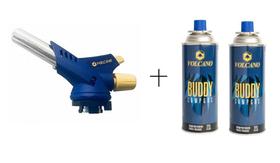 Maçarico Uso Culinário Portátil C/ Regulagem + 02 Gás Butano