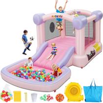 Macaron rosa Bounce House AKEYDIY com ventilador para crianças Macaron rosa Bounce House AKEYDIY com ventilador para crianças