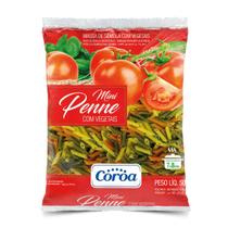 Macarrão Mini Penne Com Vegetais Coroa 500G, Massa Mini Penne De Sêmola Com Vegetais Pasta Mini Penne Tre Verdure, Verme