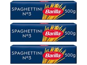 Macarrão Spaghettini Grano Duro Barilla Seco - n.3 500g 3 Unidades
