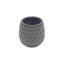 Maceta de Cerámica Gris Cheung con Patrón Texturizado Hexagonal