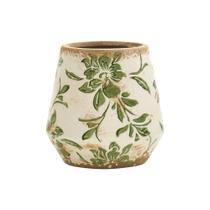 Maceta Toscana de Cerámica Verde con Motivo en Espiral 14 cm Casi Natural Maceta Toscana de Cerámica Verde con Motivo en Espiral 14 cm Casi Natural