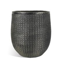 Maceta Worth Garden Redonda 30.48 cm de Diámetro x 38.1 cm de Alto Cemento Óxido de Magnesio Negro Dorado