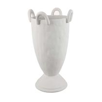 Macetero de Acento Benzara Fiji con Pedestal de Cerámica Blanca 40 cm Macetero de Acento Benzara Fiji con Pedestal de Cerámica Blanca 40 cm