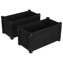 Maceteros de jardín vidaXL de madera maciza de pino negro 60x31x31 cm 2 unidades