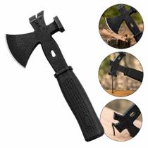 Machadinho tatico militar camping 3 em 1 machado tomahawk martelo em aco pe de cabra cabo emborrachado multiuso