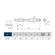 Macho máquina canal helicoidal 250/2 m10 x 1.5 din 371 osg