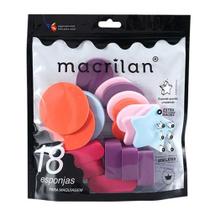 Macrilan EP14 Kit 18 Esponjas de Maquiagem Coloridas