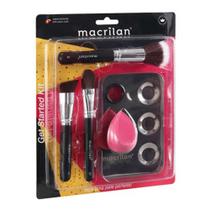 Macrilan KP10-1 Get Started Kit 3 Pincéis de Maquiagem + 1 Esponja + 1 Placa