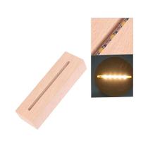 Madeira Base LED Light Display Stand, pilhas AAA, acrílico Night Lamp Art, DIY